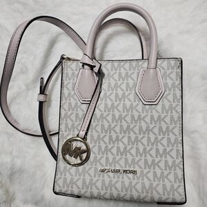 Michael Kors Light Pink MK Signature Mini Tote with Gold Charm